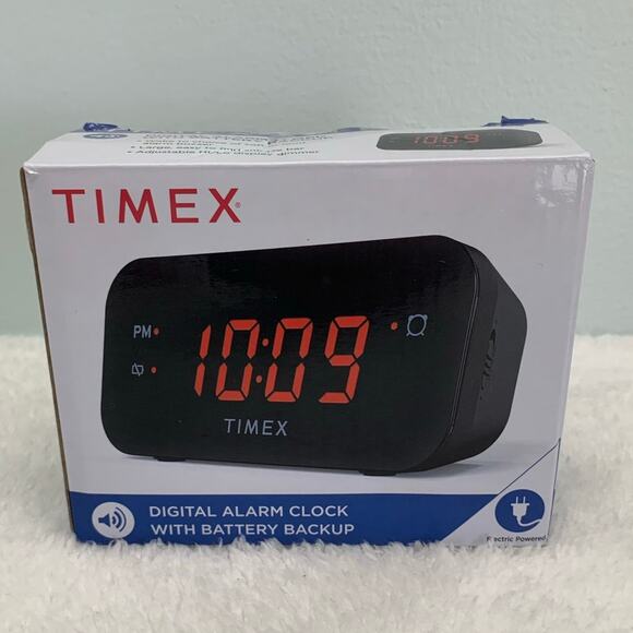 Timex Alarm Clock T121B Digital with 0.7-Inch Red LED Display Black Tested/Works - Picture 1 of 7